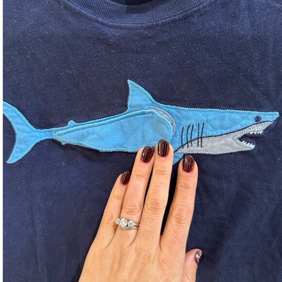 Hanna Andersson Blue Lift Flap Shark T-Shirt 100% Cotton Size 140cm 10-12Y - Picture 3 of 7